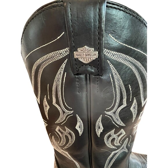 Harley Davidson Boots Leather Cowboy Western Mens Sz 9 WIDE  Black - Picture 5 of 14